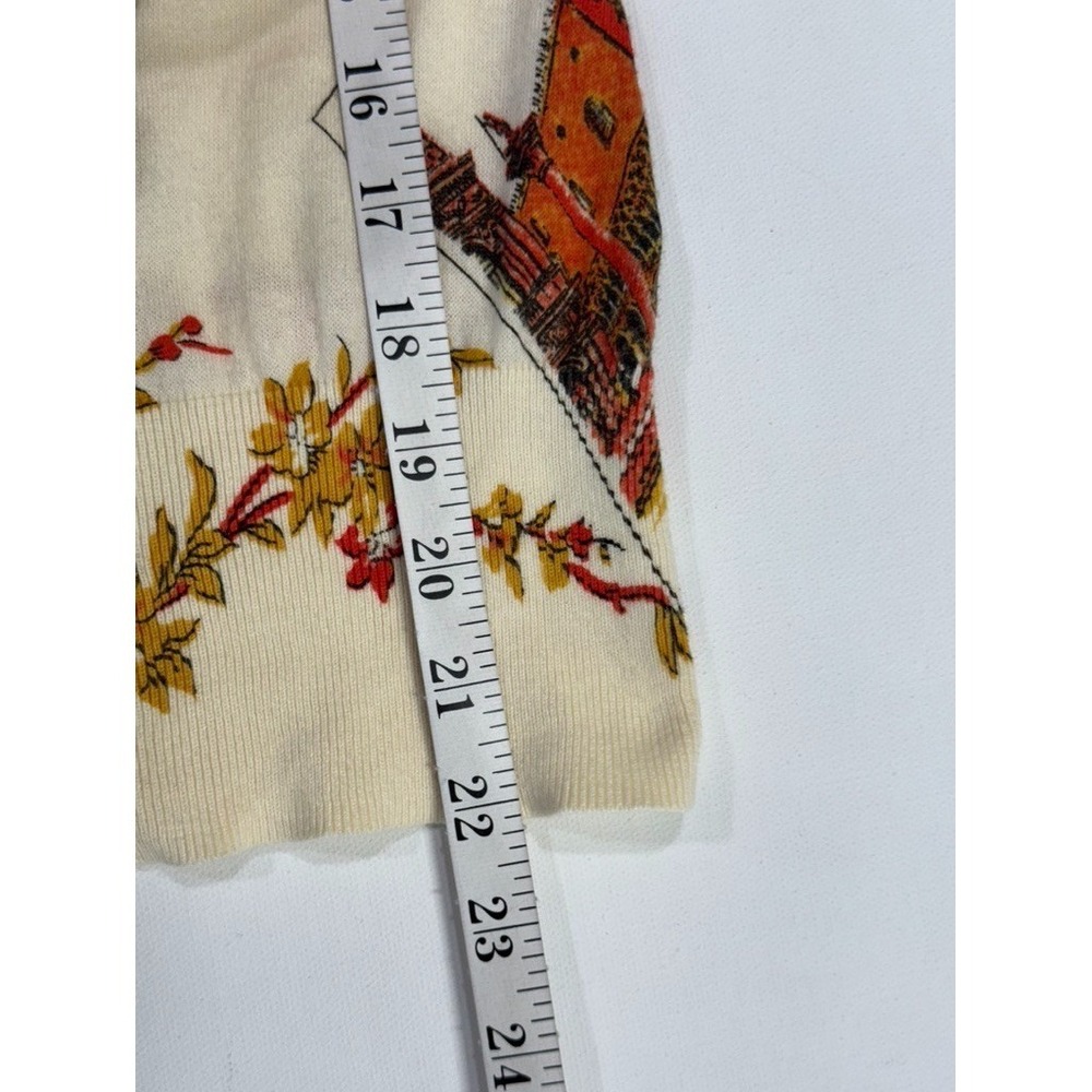 Anthropologie‎ Postmark Cardigan Small Cream Venice Print Cardigan V-Neck Cotton - Picture 8 of 10